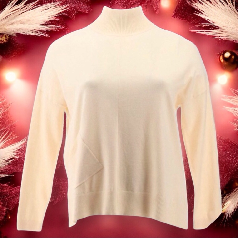 MARLA WYNNE Off White Oversized Lightweight Mock Neck Sweater